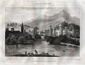 Schloss von Ivrea - Castello di Ivrea - Gravur aus „Italien pittoresk“ von M. de Norvins, Ch. Nodier 1834-1836 von French School