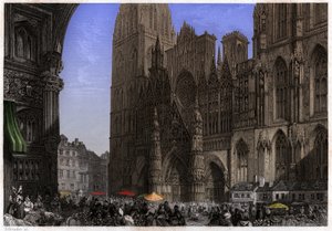 Kathedrale von Rouen (Gravur, ca. 1850) von French School