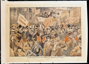 Feiern auf den Straßen Londons nach der Nachricht vom Friedensschluss im Transvaal, Mai 1902