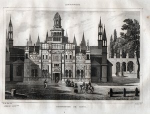Certosa di Pavia - Kartause von Pavia - Gravur aus „Picturesque Italy“ von M. de Norvins, Ch. Nodier 1834-1836 von French School