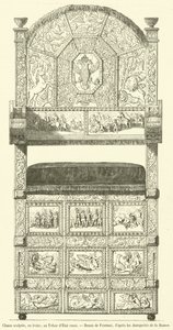 Geschnitzter Stuhl aus Elfenbein im russischen Staatsschatz (Gravur) von French School