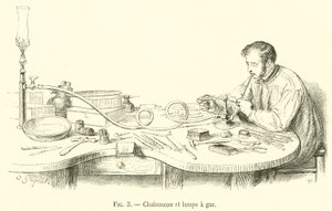 Schalmei und Gaslampe (Stich) von French School