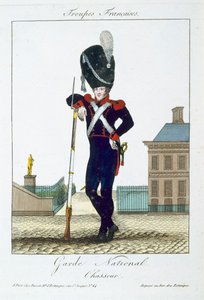 Jäger der Nationalgarde, aus Troupes Francaises, veröffentlicht bei Basset, Paris, um 1790 von French School