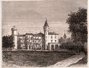 Schloss Lamartine - 71520 Saint Point - Gravur in „La France illustrée: géographie, histoire, administration statistique“ von V.A. Malt-Brown. 1884