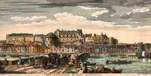 Schlösser der Loire: Ansicht des Schlosses von Amboise in Indre und Loire im 18. Jahrhundert. Epoche Gravur. Private Sammlung