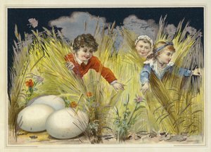 Kinder suchen riesige Ostereier
