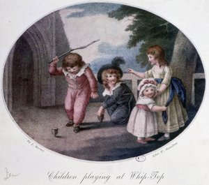 Kinder spielen mit dem Kreisel - Zeichnung