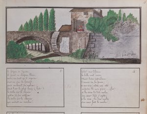 Kinderskizze einer Wassermühle, 1820