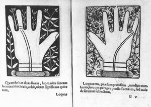 Chiromantische Hände, Illustration aus Chiromatiae Principiis...Anastasis von Bartolommeo della Rocca (Cocles) 1467-1504, 1555