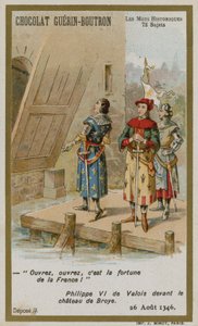 Chocolat Guerin-Boutron Handelskarte, Serie Historische Worte von French School