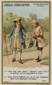 Chocolat Guerin-Boutron Handelskarte, Serie Historische Worte von French School