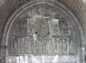 Christus mit zwei Engeln und Szenen aus dem Leben des hl. Etienne, von der Nordtür von French School
