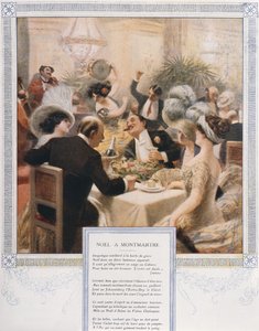 Weihnachten in Montmartre, Weihnachtsabendessen in einem luxuriösen Restaurant, ca. 1900