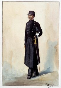 Stadtsergeant Polizeiuniform unter der Zweiten Republik. Aquarell um 1870