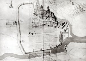 Stadt Foix, aus dem Grand Atlas, frühes 17. Jahrhundert von French School