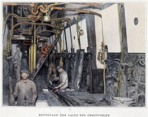 Reinigung der Kesselräume - in „Album militaire - Marine: La vie à bord“ von French School
