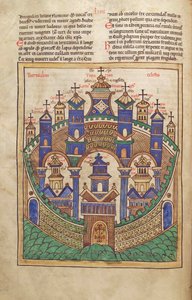 Plan des Himmlischen Jerusalem, aus Liber Floridus von Lambert de Saint-Omer, ca. 1120