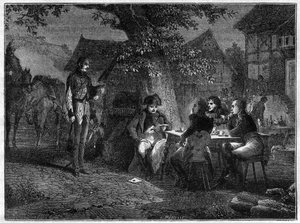 Kaltblütigkeit Napoleons beim Erfahren der unglücklichen Schlacht von Dennewitz (Deutschland) am 8. September