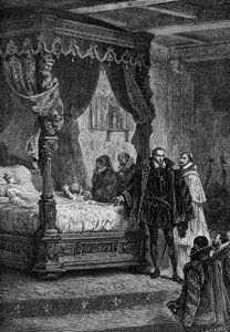 Coligny am Sterbebett von Franz II. - in „Geschichte Frankreichs“ von Guizot von French School