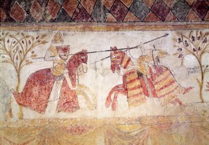 Kampf zwischen einem Anjou-König und Manfred, König von Sizilien (ca. 1232-66) nach 1265