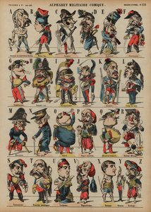 Komisches Militäralphabet (Farbstich)