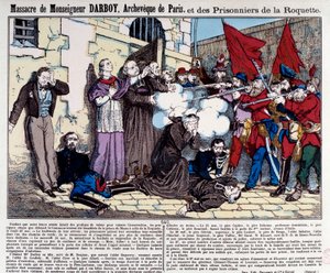 Kommune von Paris: Massaker an Monsignore Darboy (1813-1871), Erzbischof von Paris, und den Gefangenen der Roquette am 24. Mai von French School