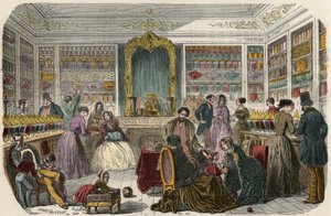Konfiseriegeschäft in Paris im 19. Jahrhundert - Gravur in „Tableau-de-Paris“ von Edmond Texier 1852 von French School