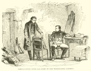 Beratung mit Las Cases im topografischen Kabinett (Gravur) von French School