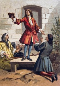 Konvulsionäre Praktiken (Konvulsionäre von Saint-Médard) - Jansenismus: die Konvulsionäre (jansenistische Fanatiker) des Friedhofs Saint-Médard unter Ludwig XV. Chromolithographie ca. 1890. von French School