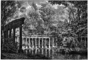 Korinthische Kolonnade um das ovale Becken im Parc de Monceau, Paris von French School