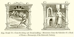 Getreidedreschen und Brotbacken