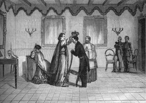 Krönung von König Radama II. von Madagaskar (1829-1863) durch den französischen katholischen Priester Jouen von French School