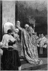 Krönung von Papst Leo XIII. (Leone) (1810-1903) in der Sixtinischen Kapelle von French School