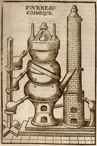 Kosmischer Ofen, aus La Theotechnie Ergocosmique von Annibal Barlet (1653), illustriert in einer Geschichte der Magie, veröffentlicht Ende des 19. Jahrhunderts