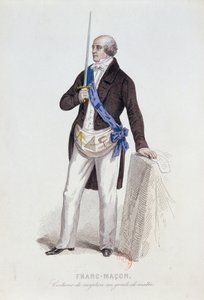 Kostüm eines Freimaurers für seine Aufnahme in den Grad eines Meisters, ca. 1848