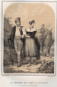 Kostüme der Provence - Die Legende der Brücke von Avignon - Gravur in "Die Abende meines Onkels Erinnerungen und Reiseberichte" von MORING MICHEL - Ende des 19. Jahrhunderts
