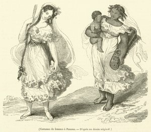 Frauenkostüme in Panama (Gravur) von French School