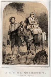 Kostüme des Languedoc - La Maios oder das Frühlingsfest - Gravur in „Les sources de mon oncle - Erinnerungen und Reiseberichte“ von Moring Michel - Ende des 19. Jahrhunderts. von French School