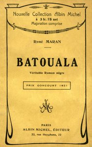 Umschlag des Buches „Batouala, wahrer Negerroman“ von Rene Maran von French School