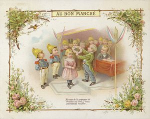 Mädchen mit Blumenkranz krönen von French School