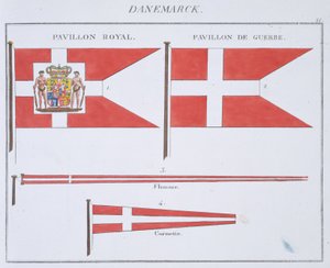 Dänische Flaggen, aus einem französischen Flaggenbuch, ca. 1819 von French School
