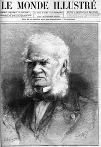 Tod des Akademikers Auguste Cuvillier Fleury (1802-1887) in „The Illustrous World“ vom 29. Oktober von French School
