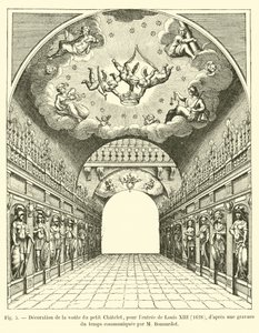 Dekoration des Gewölbes des kleinen Chatelet, für den Einzug von Ludwig XIII., 1628, nach einem zeitgenössischen Stich, mitgeteilt von M. Bonnardot von French School