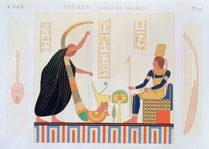 Dekoration aus dem Raum der Harfen, Ostgrab, Byban el Molouk, Theben, Band II, Tafel 91 aus Beschreibungen von Ägypten von Edmonde Francois Jomard, veröffentlicht 1809-22