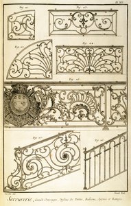 Dekoratives Eisenwerk, aus Diderots Enzyklopädie, veröffentlicht 1771 von French School