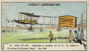 Delagrange macht einen rekordbrechenden Flug mit dem Flugzeug über 24 Kilometer in 29 Minuten und 55 Sekunden, Issy, Frankreich