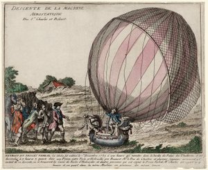 Descente de la Machine Aerostatique des Srs. Charles et Robert, veröffentlicht 1783 von French School
