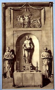 Entwurf für eine Skulpturennische mit Apollo und seinem Wagen, ca. 1760