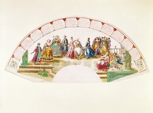 Entwurf für einen Fächer zur Feier des Tanzes und Karnevals der Nationen, 1733 von French School