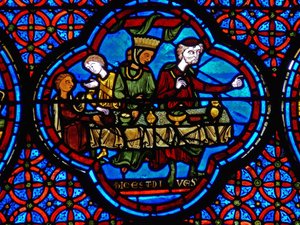 Detail eines Fensters, das das Gleichnis von Lazarus und Dives darstellt (Detail)